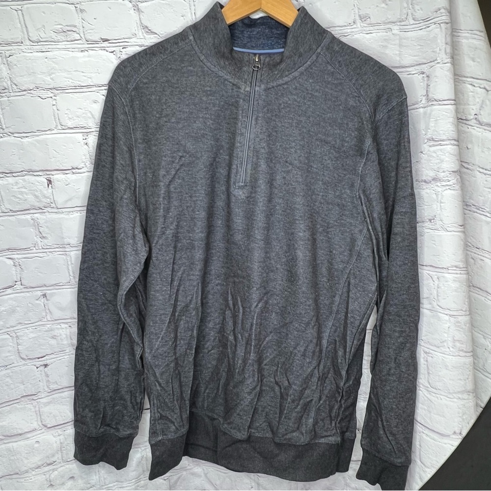 English Laundry Mens  1/4 Zip Pullover Gray Long Sleeve Sweater Size Medium